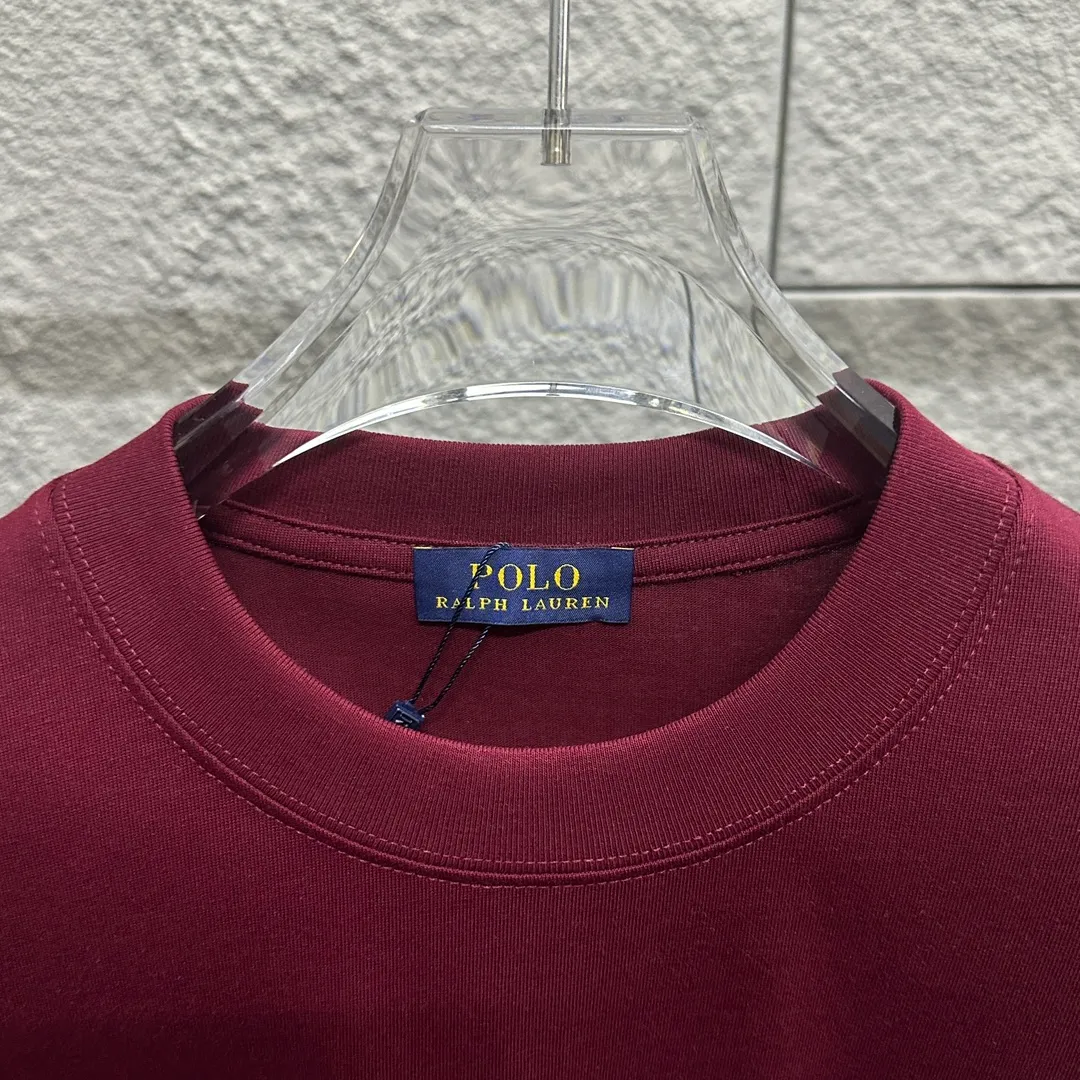 🅿️180 Polo* Ralph Lauren 2025 spring and summer new style Classic pony embroidery Customized double yarn plain cotton fabric Short-sleeved T-shirt Unisex Color: Black White Angora Red Size: S (90-130 pounds) M (120-150 pounds) L (140-165 pounds) XL (160-180 pounds) XXL (180-210 pounds)